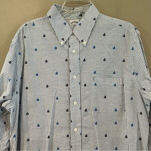 Brooks Brothers Blue and White Striped Casual Button Down Shirt